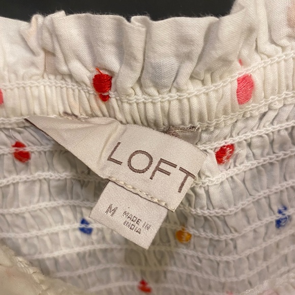 LOFT Polka Dot Peplum White Tank Top - Size M - Picture 3 of 3